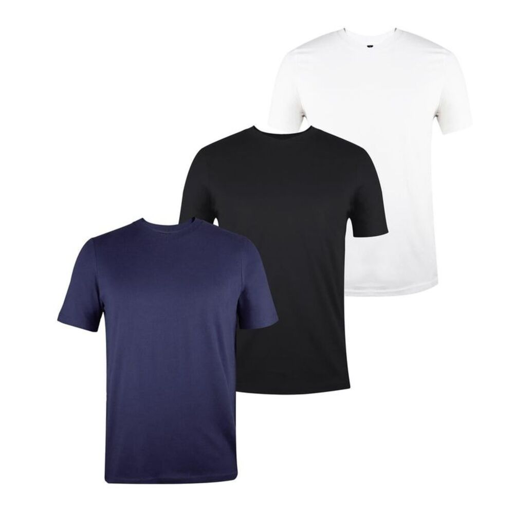 Donnay Mens Cotton Blend T-Shirt (Pack of 3) / White/Black/Navy